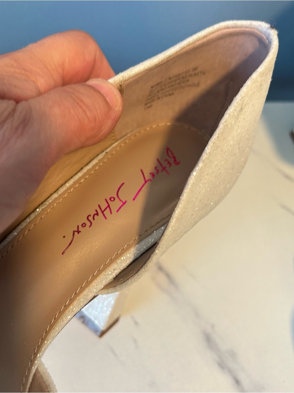 Betsey Johnson Nobble Ivory Glitter Heels With Bow - Picture 9 of 13